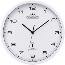 Monzana - Wanduhr Funk Automatische Zeitumstellung Geräuscharm Quarzuhrwerk Analog 31 cm Indoor Funkuhr Uhr Modern Weiß