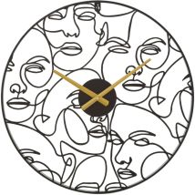 Wanduhr Faces, Metall, Schwarz, Ø 50 Cm