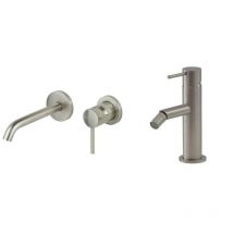 Wandwaschbeckenmischer und Bidet in gebürstetem Stahl Gattoni Easy KITEASY3NS