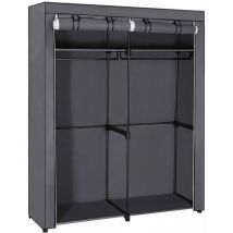 Wardrobe Storage Organiser, Portable Wardrobe with Hanging Rods, Clothes Rack, Foldable, Cloakroom, Bedroom, Study, Stable, 140 x 43 x 174 cm, Grey