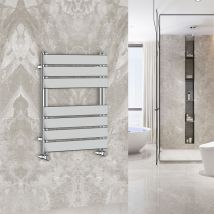Warmehaus - 650x500mm Flat Panel Heated Towel Rail Central Heating Towel Warmer for Bathroom Kitchen Chrome
