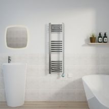 Warmehaus - Curved Towel Rail Thermostatic Timer Chrome 1000x300mm 400W