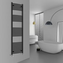 Warmehaus - Curved Heated Towel Rail Black Bathroom Ladder Style Radiator Central Heating 1800x500mm