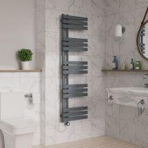 Warmehaus - Designer Electric Thermostatic Heated Towel Rail d Shape Bathroom Ladder Style Radiator Warmer 1600x450mm Sand Grey