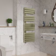 Warmehaus - Flat Panel Electric Heated Towel Rail Brushed Brass 1380x500mm