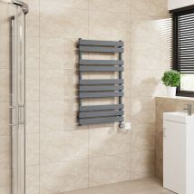 Warmehaus - Flat Panel Electric Heated Towel Rail Touch Screen Timer Bathroom Radiator Prefilled Sand Grey 1000x600mm 600W