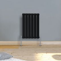 Warmehaus - Horizontal Designer Radiator Flat Panel Modern Heating Double Black Radiator 600x410mm