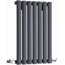 Oval Anthracite Radiator Horizontal Single 600x413mm - Warmehaus