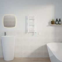 Warmehaus - Thermostatic Towel Rail Straight Timer White 600x300mm