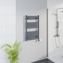 Warmehaus - Smart WiFi Thermostatic Electric Bathroom Curved Heated Towel Rail Warmer Radiator with Timer Anthracite - 800x500mm - 400W