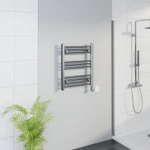 Warmehaus - WiFi Thermostatic Straight Towel Rail Timer Chrome 600x500mm