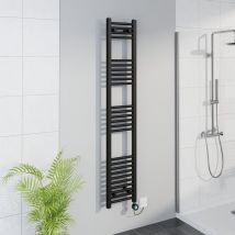 Warmehaus - Smart WiFi Thermostatic Electric Bathroom Straight Heated Towel Rail Warmer Radiator with Timer Black - 1600x300mm - 800W