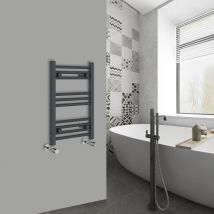 Warmehaus - Straight Heated Towel Rail Anthracite Bathroom Ladder Style Radiator Grey Central Heating 600x400mm