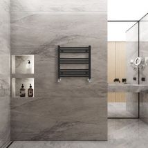 Warmehaus - Straight Heated Towel Rail Central Heating for Bathroom Kitchen Radiator Ladder Black 600x600mm