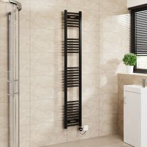 Warmehaus - Touch Screen Electric Heated Towel Rail Curved Thermostatic Bathroom Towel Radiator with Timer Black - 1800x300mm