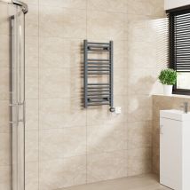 Warmehaus - Touch Screen Thermostatic Straight Towel Rail Grey 800x400mm