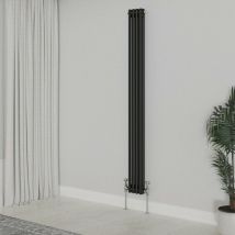 Traditional Radiator Black Double Column 1800x200mm - Warmehaus