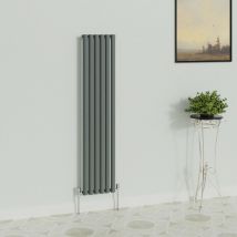 Warmehaus - Vertical Radiators Oval Single Panel Anthracite Column Designer Radiator 1600x354mm