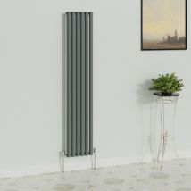 Vertical Oval Single Anthracite Radiator 1800x354mm - Warmehaus