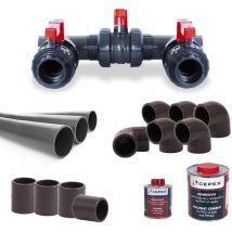 Evolution - Wärmepumpe Anschluss-Set für feste Verrohrung d 50 mm mit Bypass & Zubehör Pool