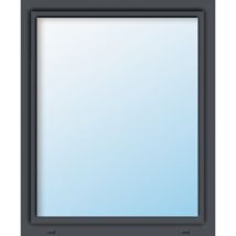 Meeth - Uw 0,9 W/m²K fenster pvc, 3-fach Isolierglas, weiss/titan, 1-flügelig, Dreh/Kipp, 100 x 100 cm, din links