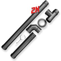 ELEM – Kit installazione stufa a pellet Warm Tech – Acciaio verniciato nero, Spessore 1,2 mm, Tubo 50 cm, 100 cm, Gomito 90°, Raccordo T, Collare, 