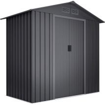 Wasabi - Caseta Metálica de Jardín 2,57m2 Light Anthracite – 4 Rejillas Anticondensación – Antracita - Puerta Corredera Doble – Techo a Dos Aguas –