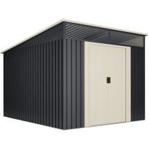 Metallic Gartenhaus 7,6m2 - 238x322x202cm - Polycarbonat Dachfenster - Doppelschiebetür - Wasabi