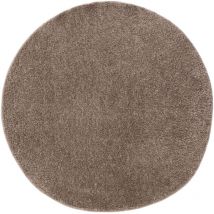 Waschbarer Hochflorteppich Soho Taupe ø 160 cm rund benuta Flauschig Weich
