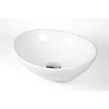 Tmax - Waschbecken Keramik Aufsatzwaschbecken Oval 41 x 34 cm weiß Komplettset