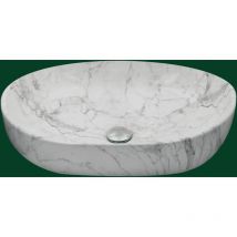 Tmax - Waschbecken Keramik Marmoroptik Aufsatzwaschbecken Oval 59 x 41 cm Komplettset
