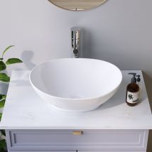 Waschbecken Keramik Weiß Aufsatzwaschbecken für das Badezimmer und Gäste-WC Handwaschbecken 15 - Oval - 41 x 33 x 14 cm