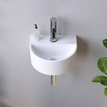 Waschbecken Keramik Weiß Aufsatzwaschbecken Für Das Badezimmer Und Gäste-wc Handwaschbecken 14 - Halbrund - 30 X 25,5 X 12,5 Cm