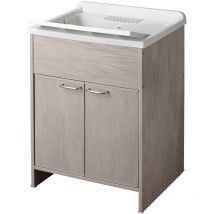 Negrari - Waschbecken mit Schrank aus pvc 60x50 cm Eichenholz mod. Garden