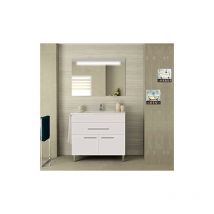 Ducha - Waschbeckenunterschrank auf Standfüßen vega mit Keramik Waschtisch und Spiegel - Stauraum mit Türen und Schublade - Handtuchhalter als