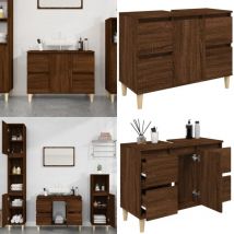 Waschbeckenunterschrank Braun Eichen-Optik 80x33x60 cm - Waschbeckenunterschrank - Badezimmermöbel - Eiche - Braunton - Holzschreibtisch - Home &