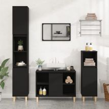 Bonnevie - Waschbeckenunterschrank, Unterschrank, Badmöbel, Badschrank Schwarz 80x33x60 cm Holzwerkstoff LLOAQ172265