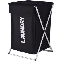 Wäschekorb, Wäschekorb, Organizer, faltbarer Aufbewahrungssortierer mit Abdeckgriff, Aluminiumrahmen für Badezimmer, Schlafzimmer, Zuhause, Schwarz,