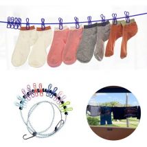 Wäschetrockner, Elastisches Seil, Balkonkabel, Reise, Camping, 12 Klammern