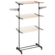 Wäschetrockner Plastiwood – 80-140 x 57 x 165 cm – Tragfähigkeit bis zu 10 kg – 16 m Leinenlänge – 21 Leinen – Selbstmontage