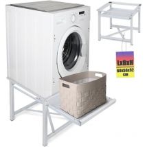 Xiiw - Waschmaschine sockel mit Ablage Trocknersockel 60 x 56 x 52 cm (LxBxH), Waschmaschinen Untergestell aus Stahl Rutschfesten Podest Erhöhung