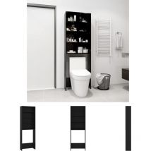 The Living Store Waschmaschinenschrank Schwarz 64x24x190 cm - Zubehör für Waschmaschinen und Wäschetrockner