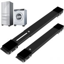 Denuotop - Waschmaschinensockel mit Bremse, verstellbarer mobiler Sockel für Waschmaschine, Wäschetrockner, Kühlschrank, Tragkraft 300 kg, Schwarz