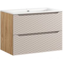 Petits-meubles - Waschtisch 80cm Elora mit 2 Schubladen, Beige und Holzoptik