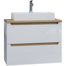 Waschtisch 80cm Livia mit 2 Schubladen, Weiß