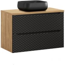 Petits-meubles - Waschtisch 90cm Elora mit 2 Schubladen, Schwarz und Holzoptik