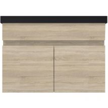 Acezanble - Waschtisch mit Unterschrank 60cm Eiche Waschbecken Schwarz