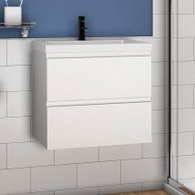 Aica Sanitaire - Waschtisch mit Unterschrank Badmöbel Waschbecken Badezimmer 60cm Weiß mit Waschbecken