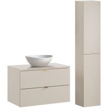 Petits-meubles - Waschtisch und Hängesäule 80cm Azel mit 2 Schubladen, Kaschmir
