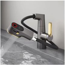 Waschtischarmatur mit 3 Strahlarten Armatur Waschbecken mit ausziehbar Brause 360-Grad-Drehung Wasserhahn bad wassersparend Mischbatterie